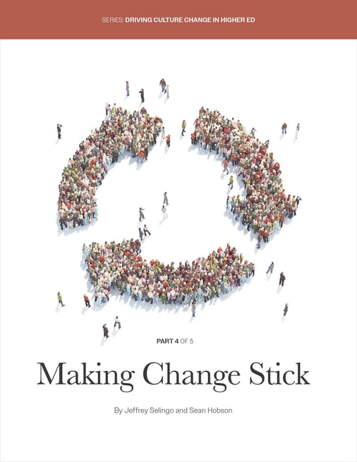 Curved arrows in the shape of a circle, and title Making Change Stick.