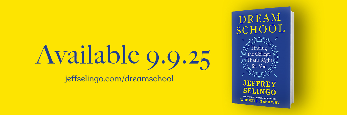 Yellow horizontal banner with text "available 9.9.25" and the blue cover of the new book, Dream School.